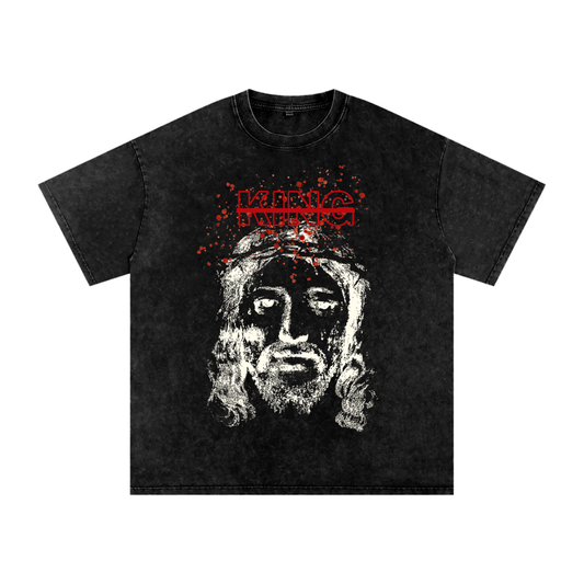 Jesus is King Snow Washed Oversized Cotton T-Shirt
