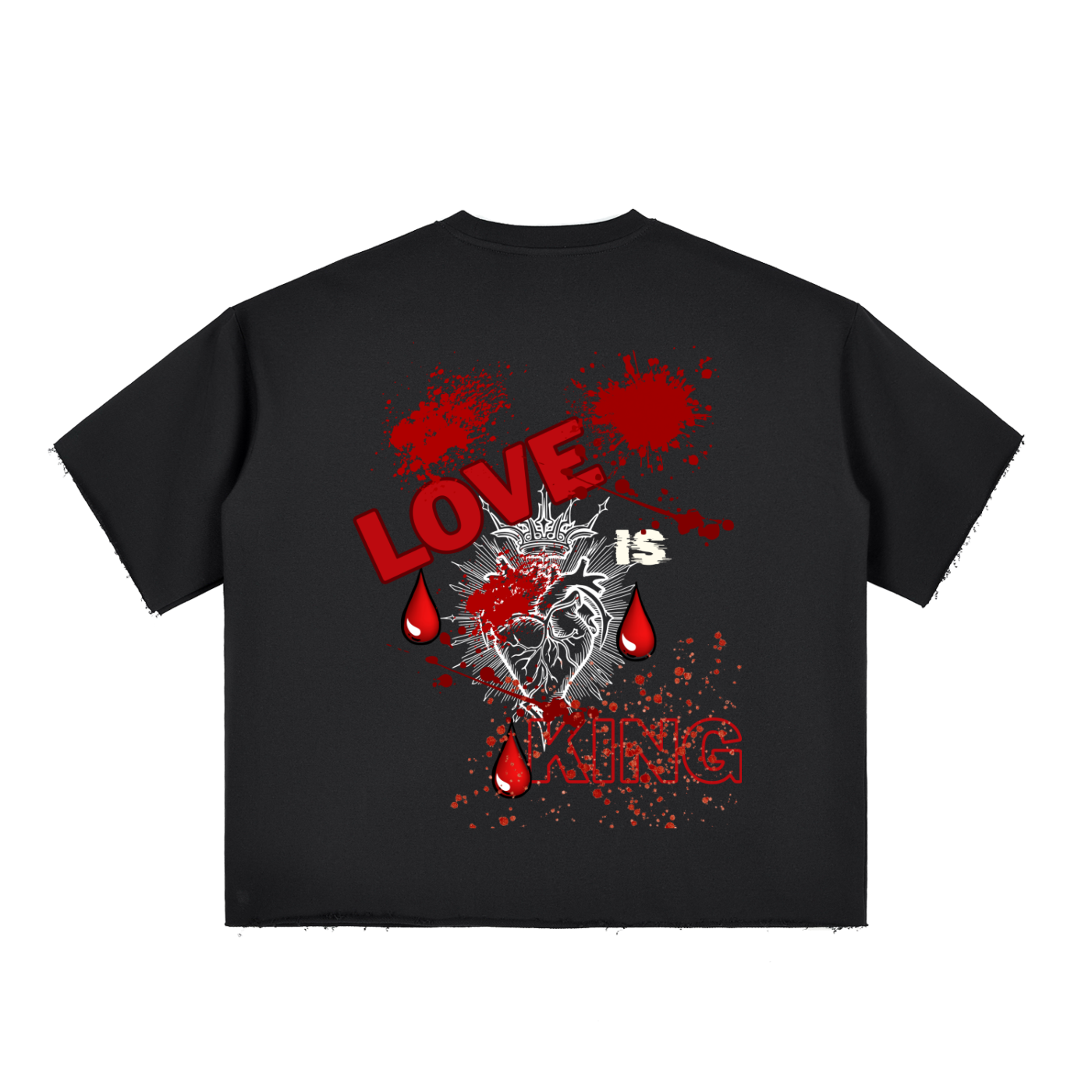 Boxy Half-Sleeve Raw-Edge T-Shirt