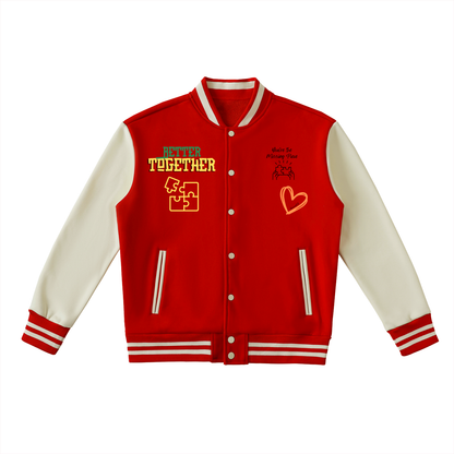 "Better Together" Two-Tone Fleeced Varsity Jacket
