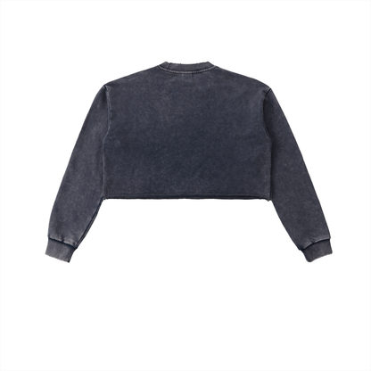 Psalm 91 Snow Washed Raw Edge Cropped Sweatshirt