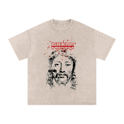 Jesus is King Snow Washed Oversized Cotton T-Shirt