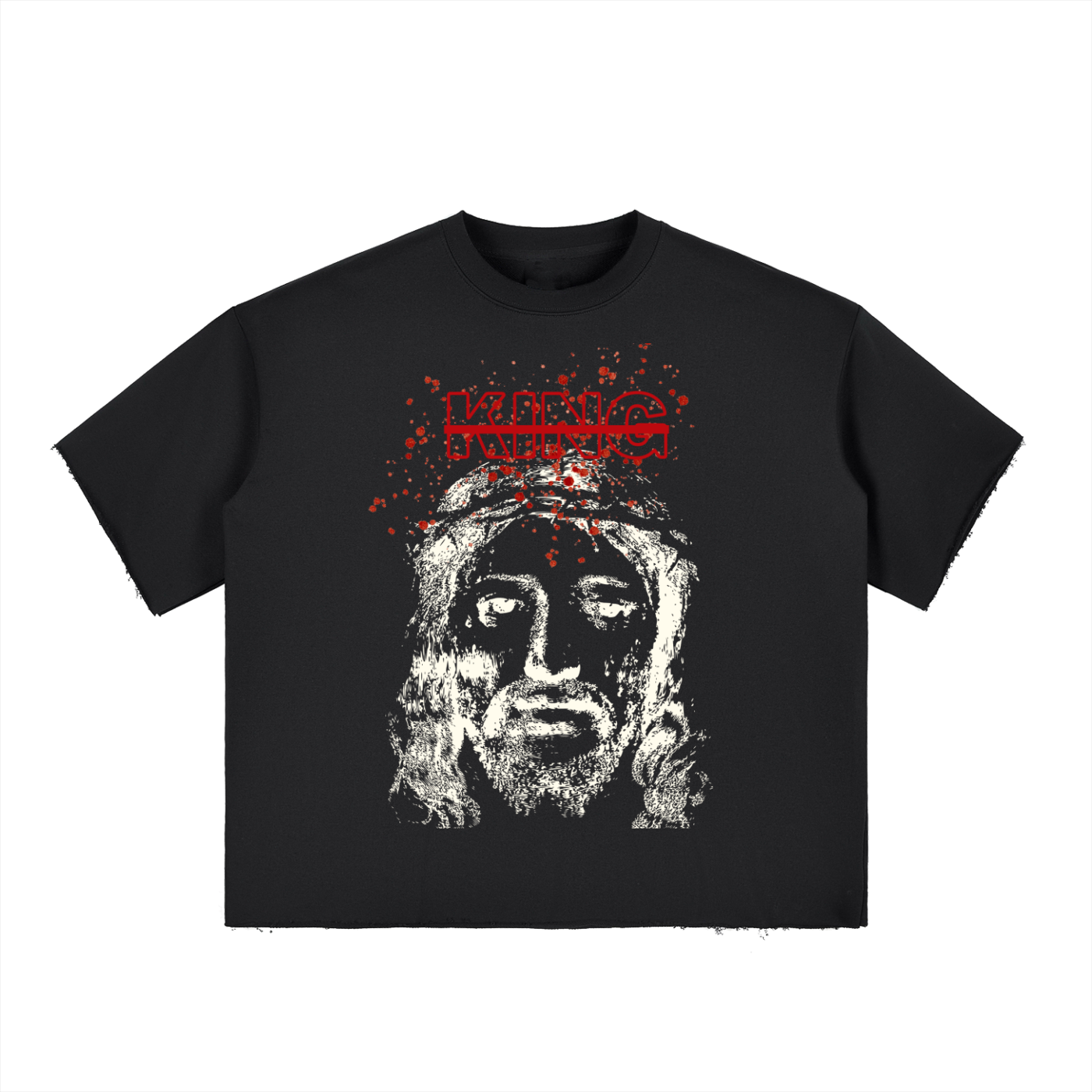 Jesus is King Boxy Half-Sleeve Raw-Edge T-Shirt