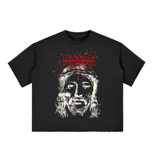Jesus is King Boxy Half-Sleeve Raw-Edge T-Shirt